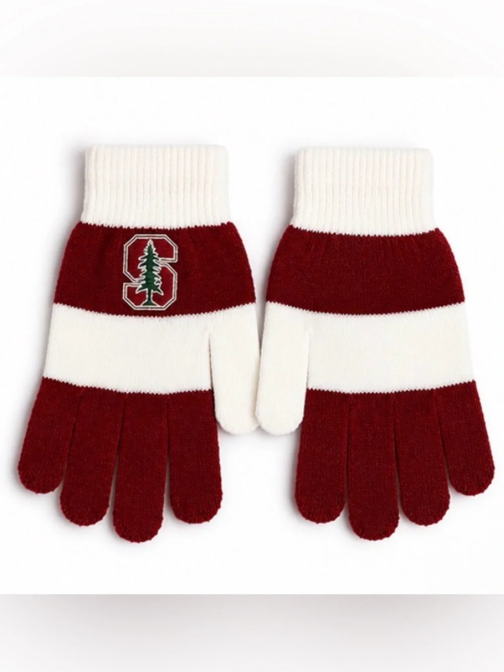 Stanford Cardinal LogoFit Knit Gloves NWT Red White Collegiate Cozy Winter Fuzzy